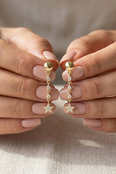 VAOOV 925 Ayar Gümüş Taşlı Yıldız Sallantılı Küpe