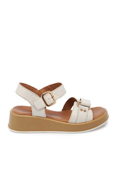 Tergan Krem Hakiki Deri Kadın Sandalet - K25Y1SN68062-A68