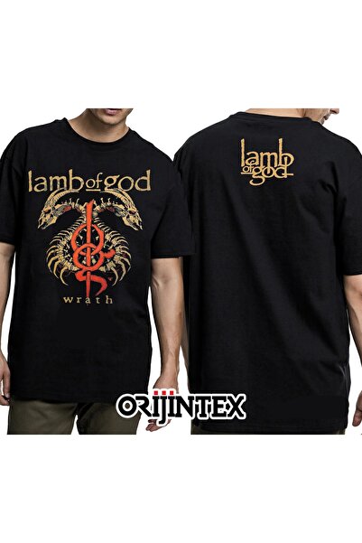 orijintex تيشيرت Lamb of God Wrath Front Back مطبوع للجنسين باللون الأسود