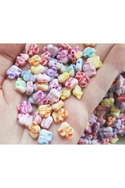 yiğit aksesuar 50 Pieces of Pastel Elephant Model Bead Spacer Apparatus Acryl...