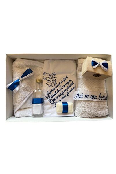 Your Baby Store Trusou botez Premium cu rugaciune – albastru electric, brodat...