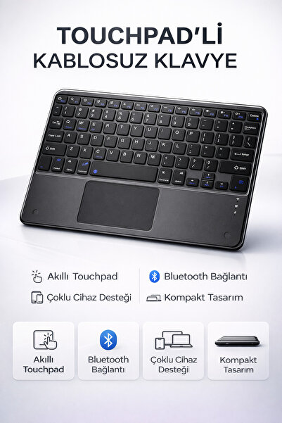 Omaze Touchpadli Kablosuz Klavye Sessiz Tuş ve Ultra İnce Tasarım