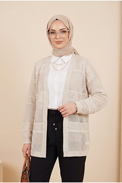 HİJABAYA Плетена жилетка с ажурен десен