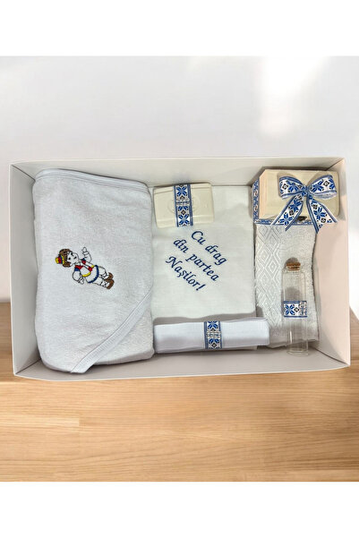 Your Baby Store Trusou botez traditional baiat brodat, 7 piese, bumbac