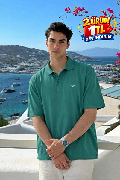 DAMGA JEANS Men's Cotton Pack Short Sleeve Mint Polo Collar T-Shirt