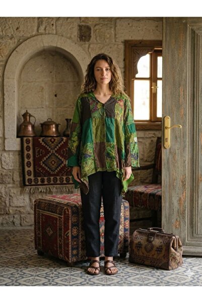 AYASOFYA OTANTIK Bluză cămașă cu închidere cu cu buzunare nasturi, cu detalii...