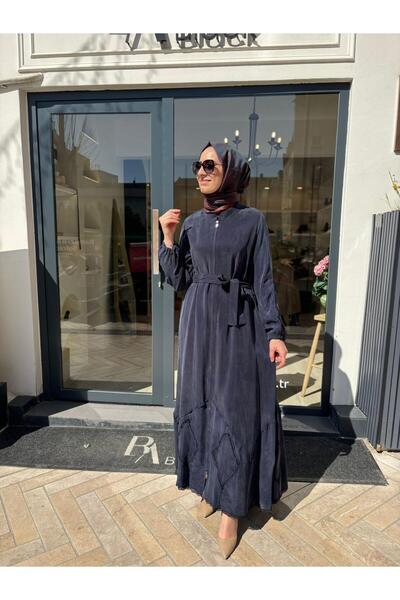 MissWhence 39500 Lace Detail Women's Ferace Navy Blue