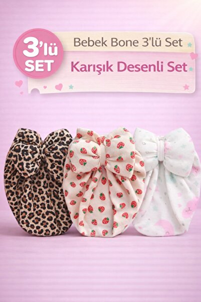 Merve Nayir Newborn (0-12 Months) Baby Girl Double Layered Bowknot Bonnet/ Co...