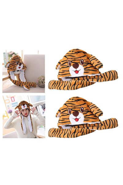 Meyra Accessories Leopar desenli kulakları oynar hareketli ışıklı şapka kaplan ışıklı kulak sevimli hediyelik