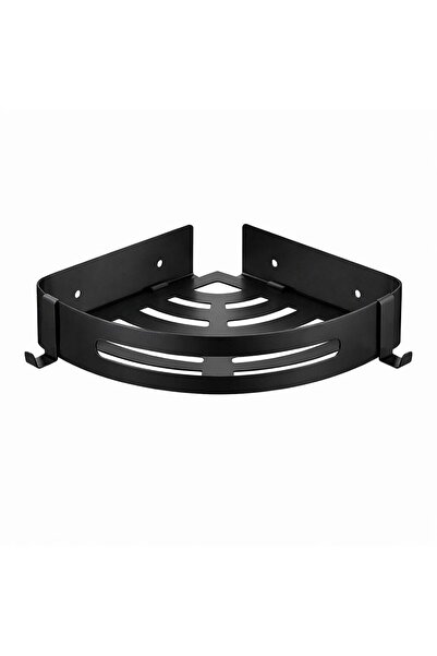 Fause Banyo Köşe Rafı 304 Paslanmaz Çelik Şampuanlık Yapışkanlı veya Vidalı 23x23 cm Siyah KBK100-B