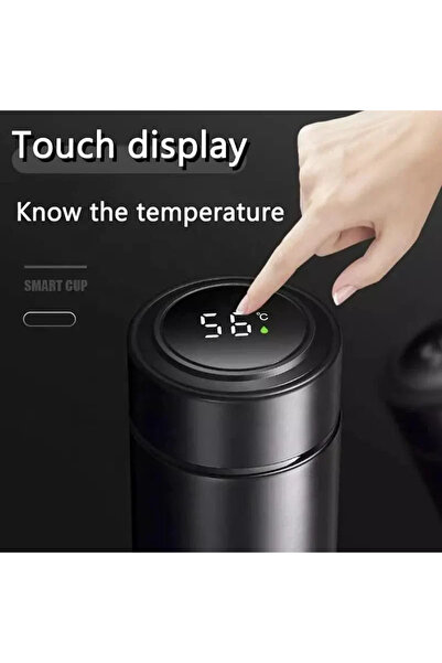 Premium Termos inteligent cu afișaj tactil LED – 500 ml, negru