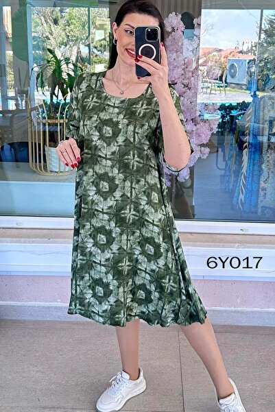 İnce Topuk Short Sleeve Viscose Dress 6Y017