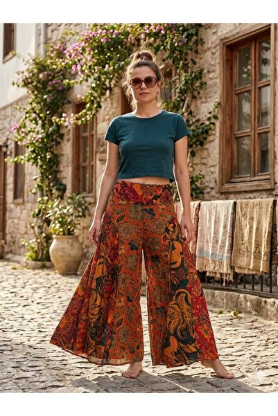 AYASOFYA OTANTIK Γυναικεία παντελόνα-φούστα Nepal Με έθνικ μοτίβο με ελαστική...