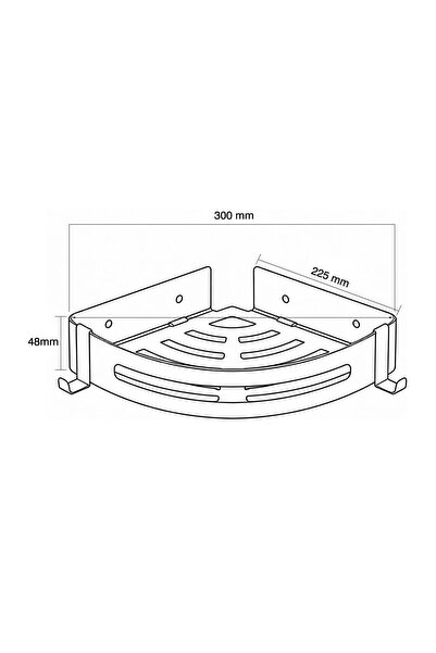 Fause Banyo Köşe Rafı 304 Paslanmaz Çelik Şampuanlık Yapışkanlı veya Vidalı 23x23 cm Siyah KBK100-B
