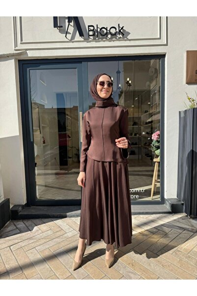 TERZİ DÜKKANI Td4643 Five Piece Detailed Women's Suit Coffee