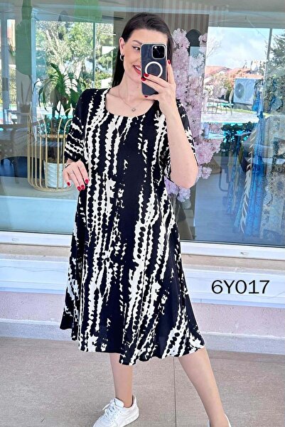 İnce Topuk Κοντομάνικο Φόρεμα Βισκόζης 6Y017