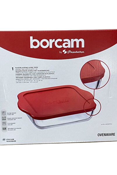 Paşabahçe Square Pyrex Oven Dish with Lid, Microwave Glass Dish, Food Cake Se...