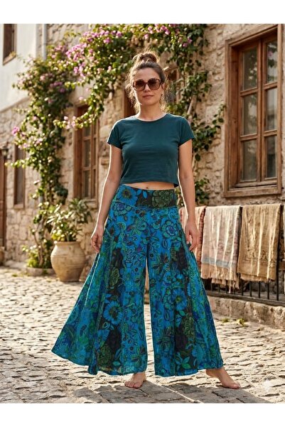 AYASOFYA OTANTIK Γυναικεία παντελόνα-φούστα Nepal Με έθνικ μοτίβο με ελαστική...