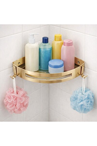 Fause Banyo Köşe Rafı 304 Paslanmaz Çelik Şampuanlık 23x23 cm Mat Altın KBK10...