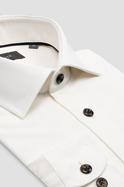 Abbate Florence Woven Rayon Blended Comfort Fit White Classic Collar Men's Pl...