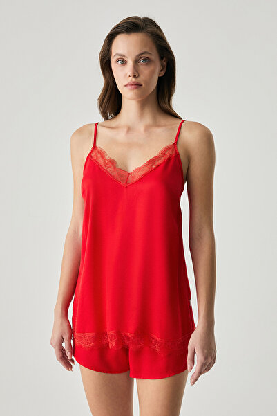 Penyemood viscoză set de pantaloni scurți din satin texturat dantelă cu detalii