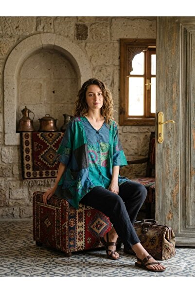 AYASOFYA OTANTIK Bluză cămașă cu închidere cu cu buzunare nasturi, cu detalii...