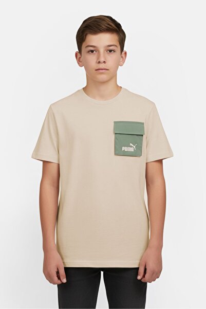 Puma Kids Boy Sportswear Fit Short Sleeve Outdoor T-shirt, Beige