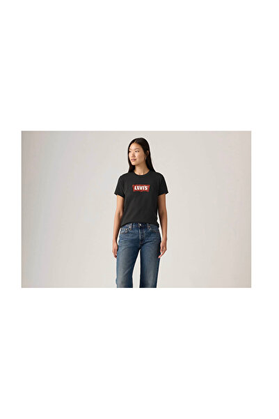 Levis Tricou negru cu imprimeu grafic pentru femei 005GV-0026