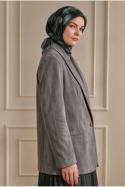 SilkTouch Anthracite Bulut Patterned Muslin Scarf