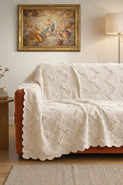 ÇIQRIK HOME Sakallı Şönil Koltuk Örtüsü 180x220 Cm Kaymaz Yıkanabilir