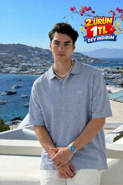 DAMGA JEANS Ανδρικό μπλουζάκι με κοντό μανίκι, με γιακά πόλο, σε μεγάλο μέγεθ...