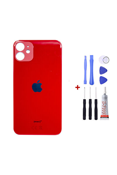 Yedcom Iphone 11 Kırmızı Arka Cam Kapak Arka Pil Kapağı