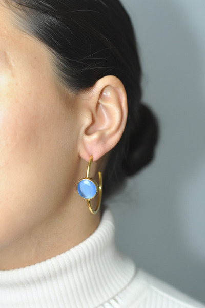 Design by Kadir Kadir Jewellery 22 Ayar Altın Kaplama Kadın Taşlı Küpe -El İş...