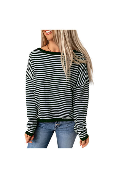 OEM Generic Bluză de Damă - Longsleeve - mărime L - Alb Verde Bumbac - Stil M...