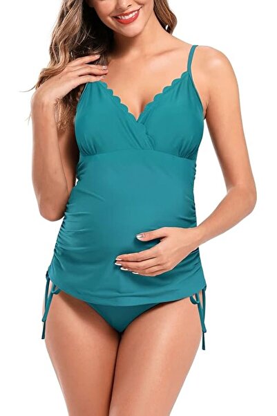 OEM SHEKINI Maternity Swimsuit Tankini XL Turquoise 2 Piece Set
