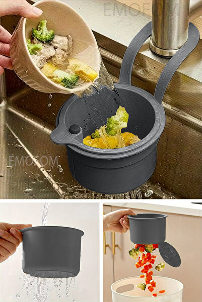 Emofom سلة تصريف للمطبخ مع مفتاح تصريف وفلتر قابل للإزالة وسعة حمالات قابلة ل...