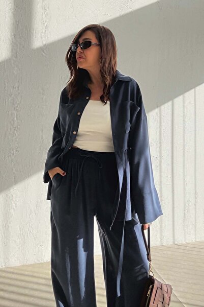 ELVAN TOLON Navy Blue Ruched Detail Set