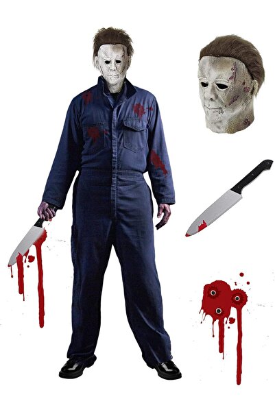 OEM Costum Michael Myers Halloween - Mască și Cuțit, Salopetă XL, Bleumarin