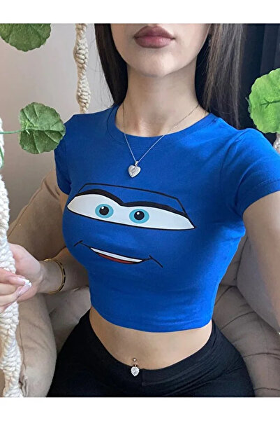 Bravebell Blue Cars Sally Model Printed Crop Bodysuit