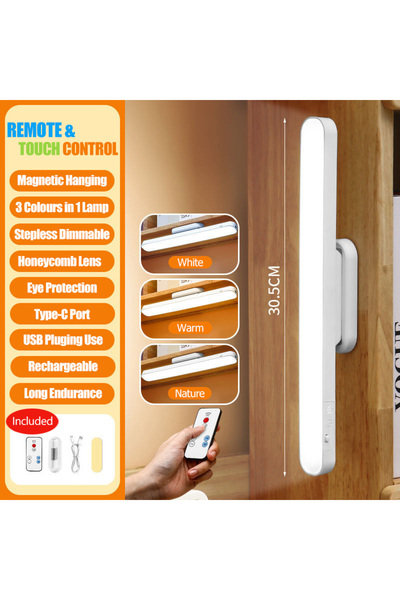 choice2 مصباح طاولة LED بثلاثة ألوان في مصباح واحد، طوله 30 سم، مزود بجهاز تح...
