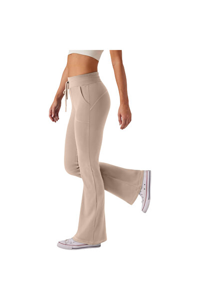 OEM Generic Colanți Damă - Flare Fitness - mărime L - Bej Spandex - Pantaloni...