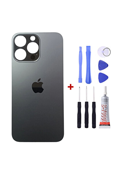 Yedcom Iphone 14 PRO MAX Siyah Arka Cam Kapak Arka Pil Kapağı