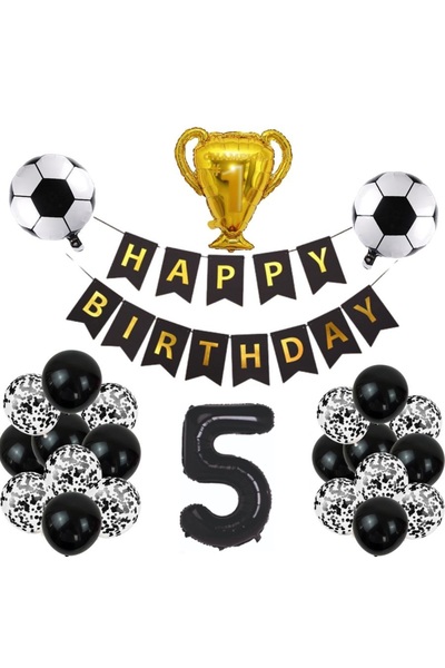 ÇITIPITISTORE Μαύρο και άσπρο σετ πάρτι για γιορτή γενεθλίων με θέμα το ποδόσ...