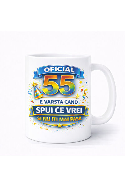 OEM 55th birthday mug with funny message Official 55 is the age when you say ...