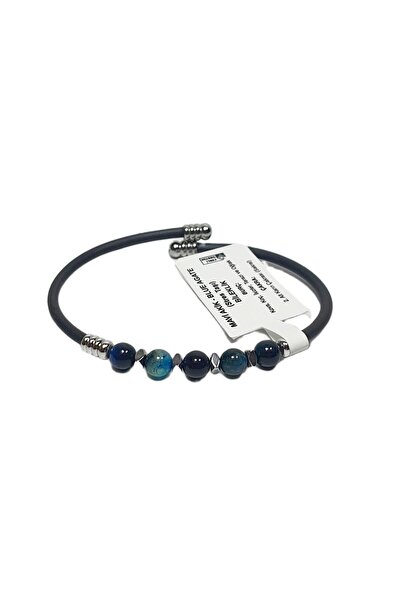 Janti Jtss26Blk1737 Stainless Steel Bracelet with Silicone Coating, Agate and...
