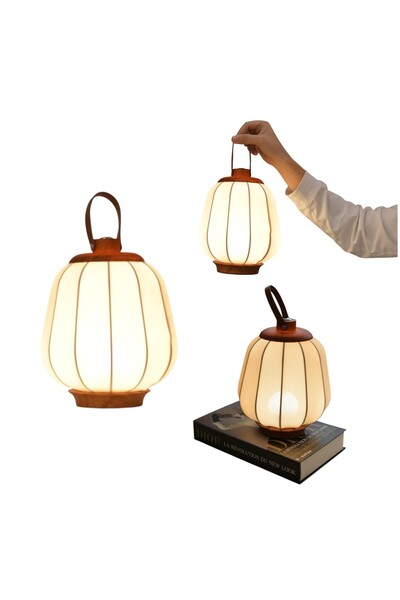 OEM SLSMD Lampă de Masă - Lanternă Retro - mărime 4000 mAh - Bej Lemn - LED P...