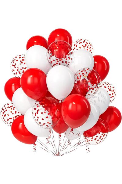 OEM Party Deco Latex Balloon Set - Party 30 - size 30cm - Red White Confetti ...