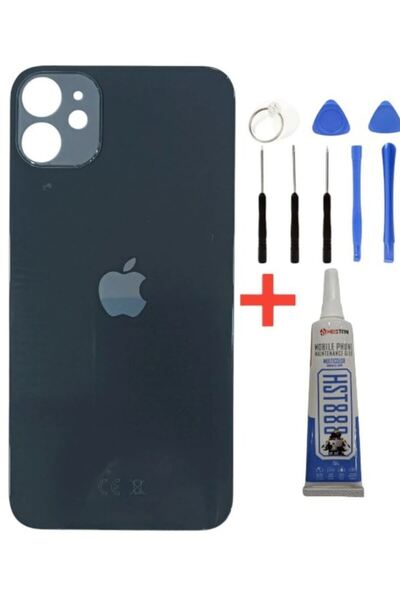 Yedcom Iphone 12 MİNİ Siyah Arka Cam Kapak Arka Pil Kapağı