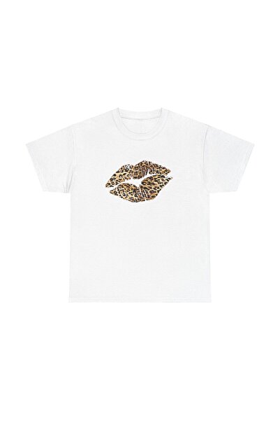Bravebell Leopard Kiss Minimal Printed White T-Shirt