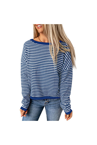 OEM Generic Bluză de Damă - Longsleeve - mărime XL - Alb Albastru - Bumbac 10...